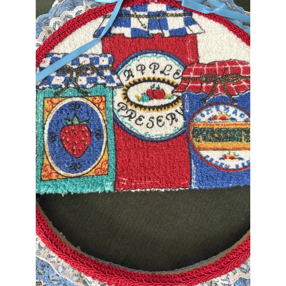 Vintage Fabric Embroidery Hoop Handmade Wall Decor Lace Cottagecore Country Farm